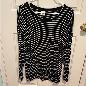 CAbi Black and White Striped Top